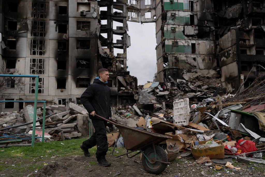 Destruction of homes is a wartime tactic to displace populations. : Petros Giannakouris