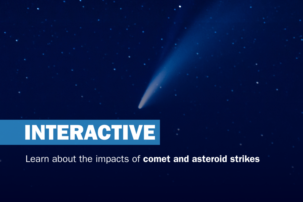 Learn about the impacts of comet and asteroid strikes : tatonomusic/Unsplash (https://unsplash.com/photos/RR6Zqr-2l5o) CC BY 4.0
