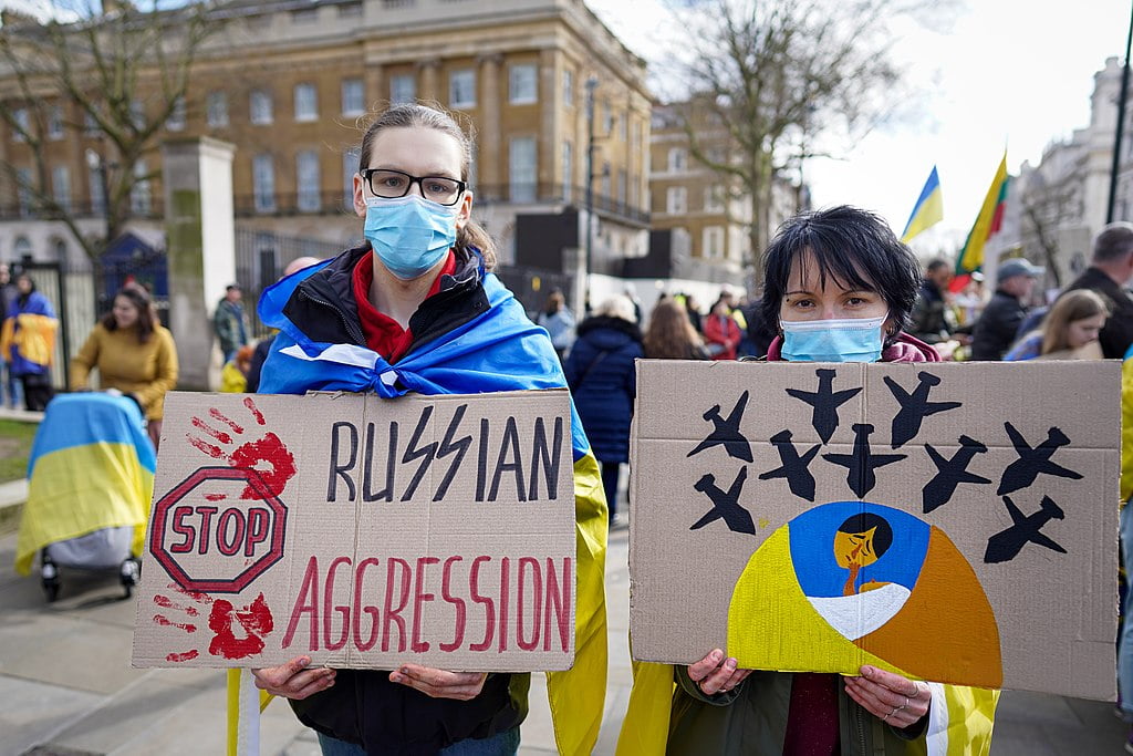 Russia’s invasion of Ukraine sparked protests all across Europe, a clear win for Kyiv in the media war. : Alisdare Hickson CCBY2.0