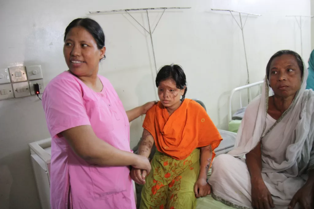 Violence against women is one of the reasons Bangladeshi women attempt suicide. : “Helping the survivors of acid attacks in Bangladesh” by Narayan Nath/FCO/DFID is available at https://bit.ly/3KCsA6S