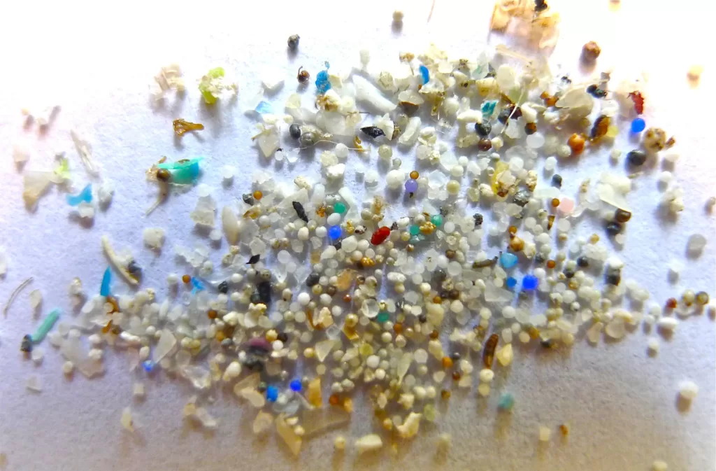 Microplastics may be able to enter our bodies through skin contact but we breathe in confirmed amounts daily. : Microplastic by 5Gyres is available at https://bit.ly/3WVwL1O CC BY-SA 2.0