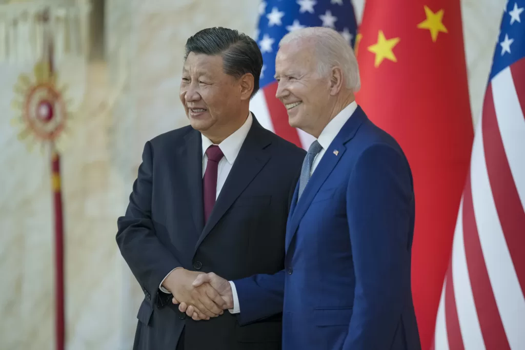 Biden and Xi at their last meeting in Bali in 2022. The upcoming APEC summit presents another opportunity for them to meet. : ‘Biden with Xi in Bali in 2022’ by The White House is available at https://tinyurl.com/mtt226ab CC0 1.0