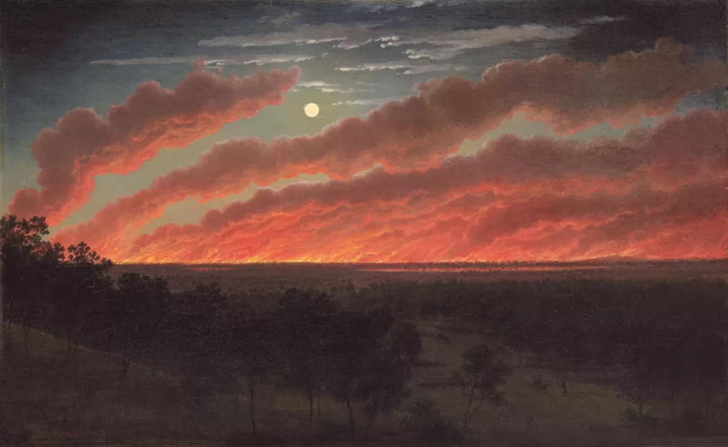 Bushfire between Mount Elephant and Timboon, 1857. : Eugene von Guérard Public domain