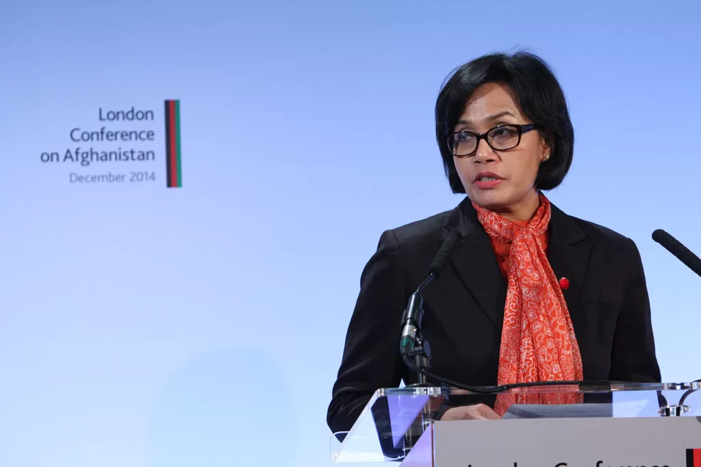 Sri Mulyani Indrawati is a prominent woman in Indonesian politics, but regulation changes may make it harder for more women to join her in government. : Patrick Tsui/FCO/DFID – UK Department for International Development, Wikimedia Commons CC BY 3.0 DEED (https://creativecommons.org/licenses/by/3.0/)
