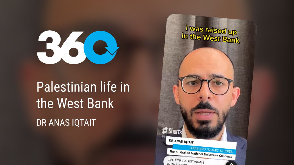 Dr Anas Iqtait describes growing up in the West Bank. : James Goldie, 360info CC BY 4.0