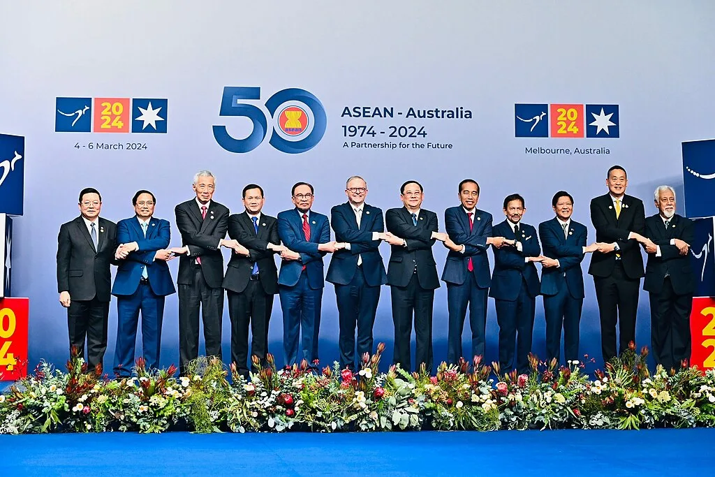 ASEAN leaders at the 50th anniversary summit in Melbourne. : Government of Indonesia Public Domain