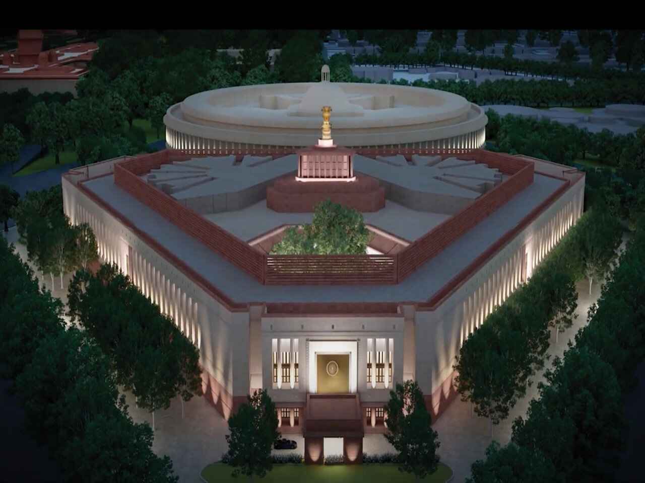 India’s new parliament building, with the old parliament at the rear. : Government of India Government Open Data License – India (GODL)