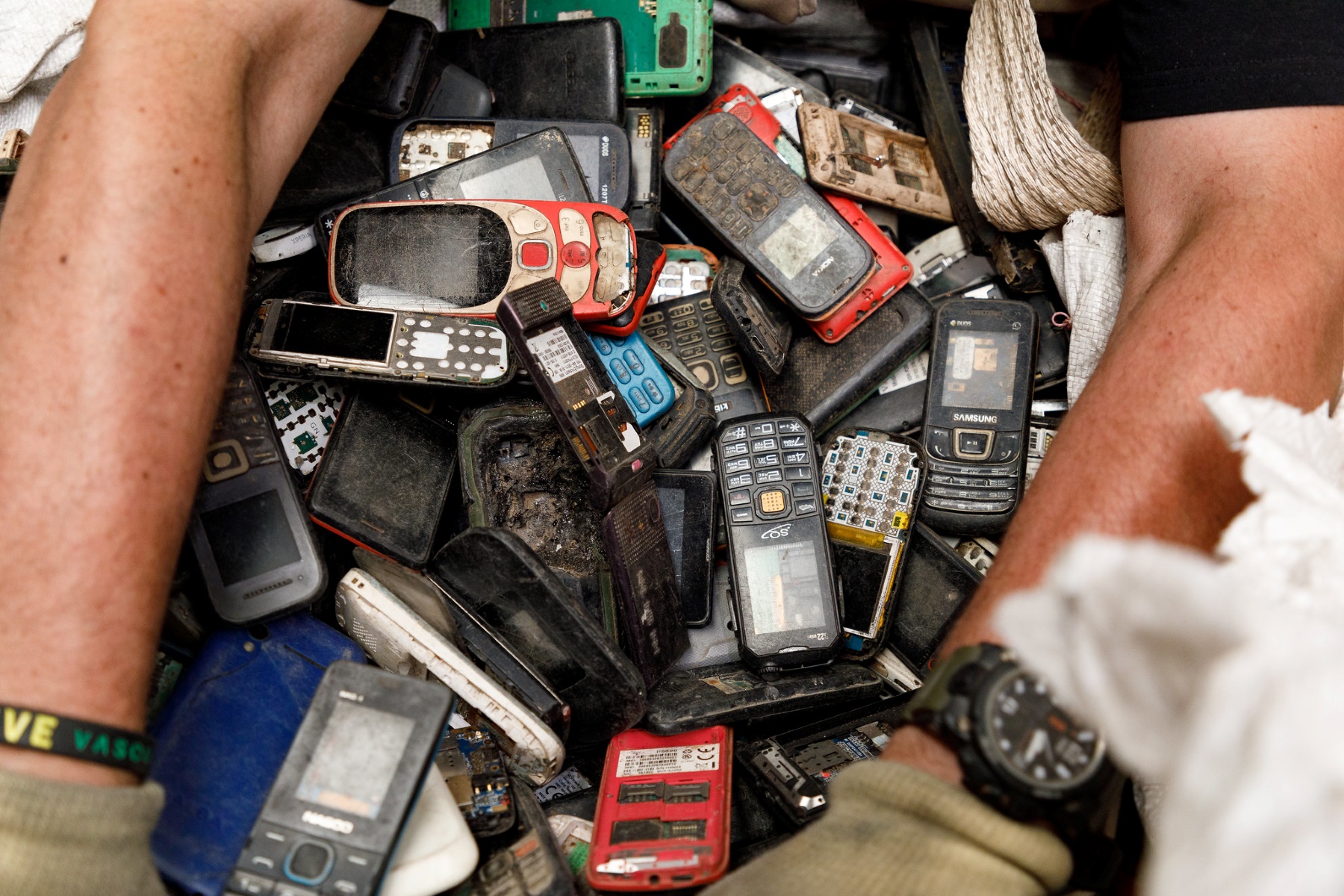 The vast amounts of e-waste produced by discarded technology present huge challenges. : ‘E-waste recycling’ by Fairphone, via Flickr https://flic.kr/p/2oozP1p CC BY-SA 2.0