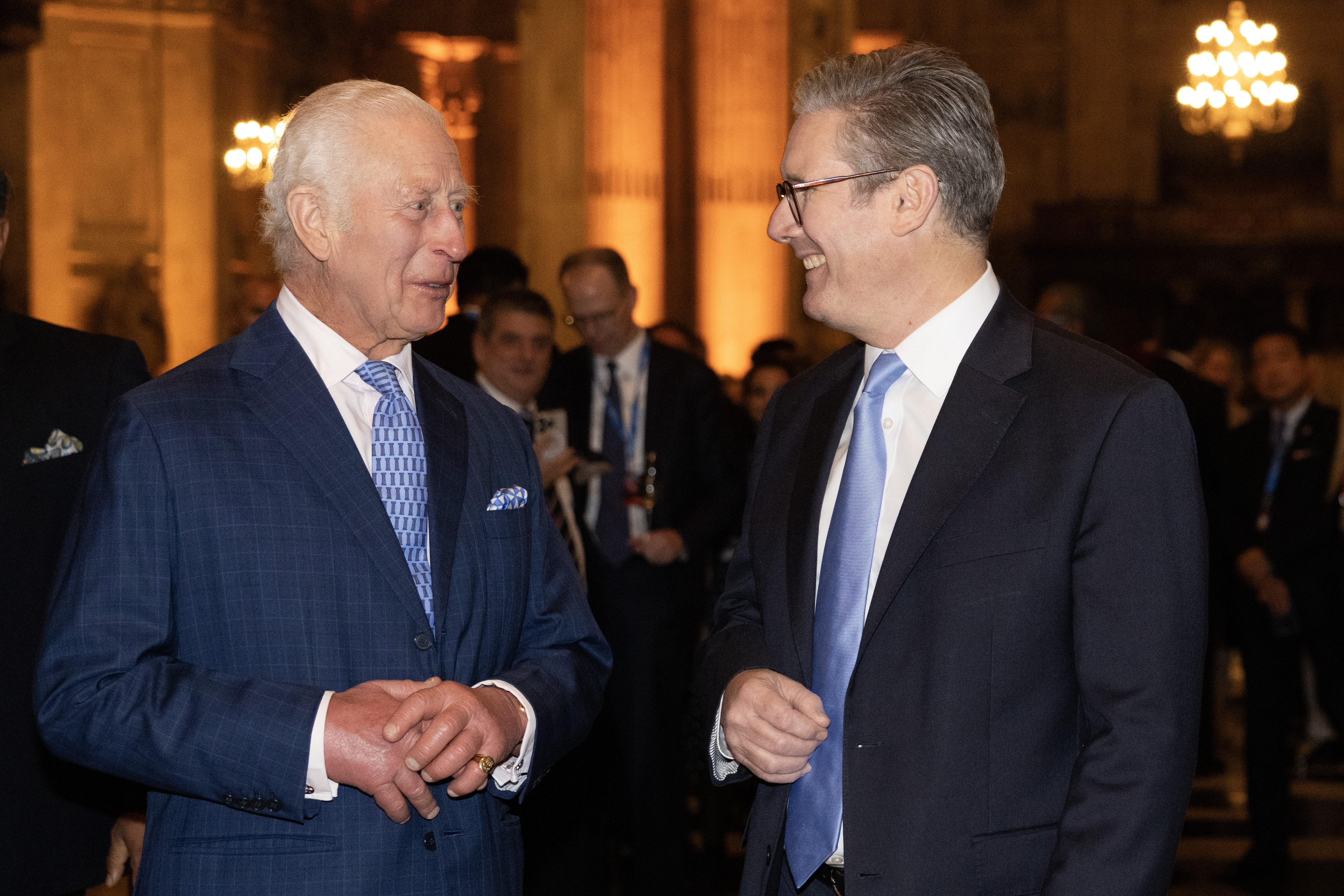 Prime Minister Keir Starmer greets King Charles III AT St Pauls Cathedral at a reception to mark the International Investment Summit. : Simon Dawson / No 10 Downing Street CC by 2.0/ Crown Copyright