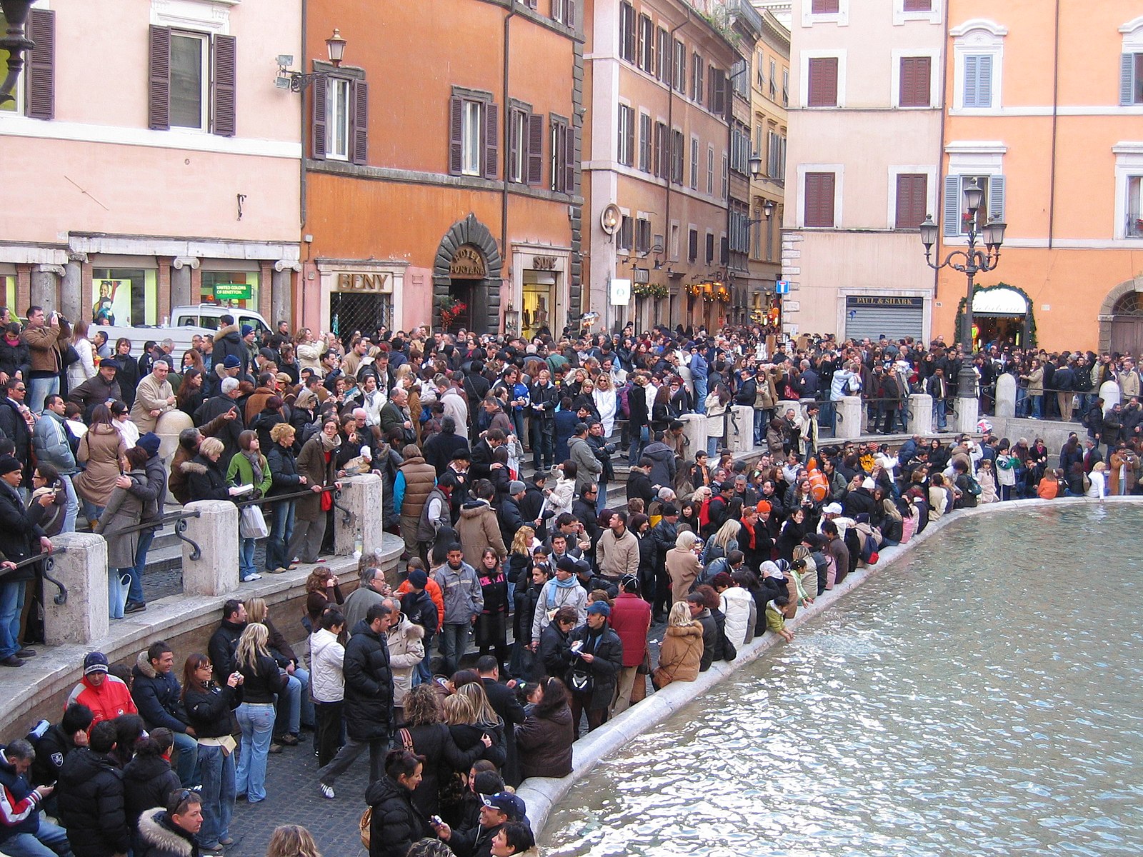 Rome’s Trevi Fountain is a classic example of an attraction becoming the victim of its own success, with massive crowds each day. : available at http://en.wikipedia.org/wiki/Image:IMG_2674.jpg Public domain