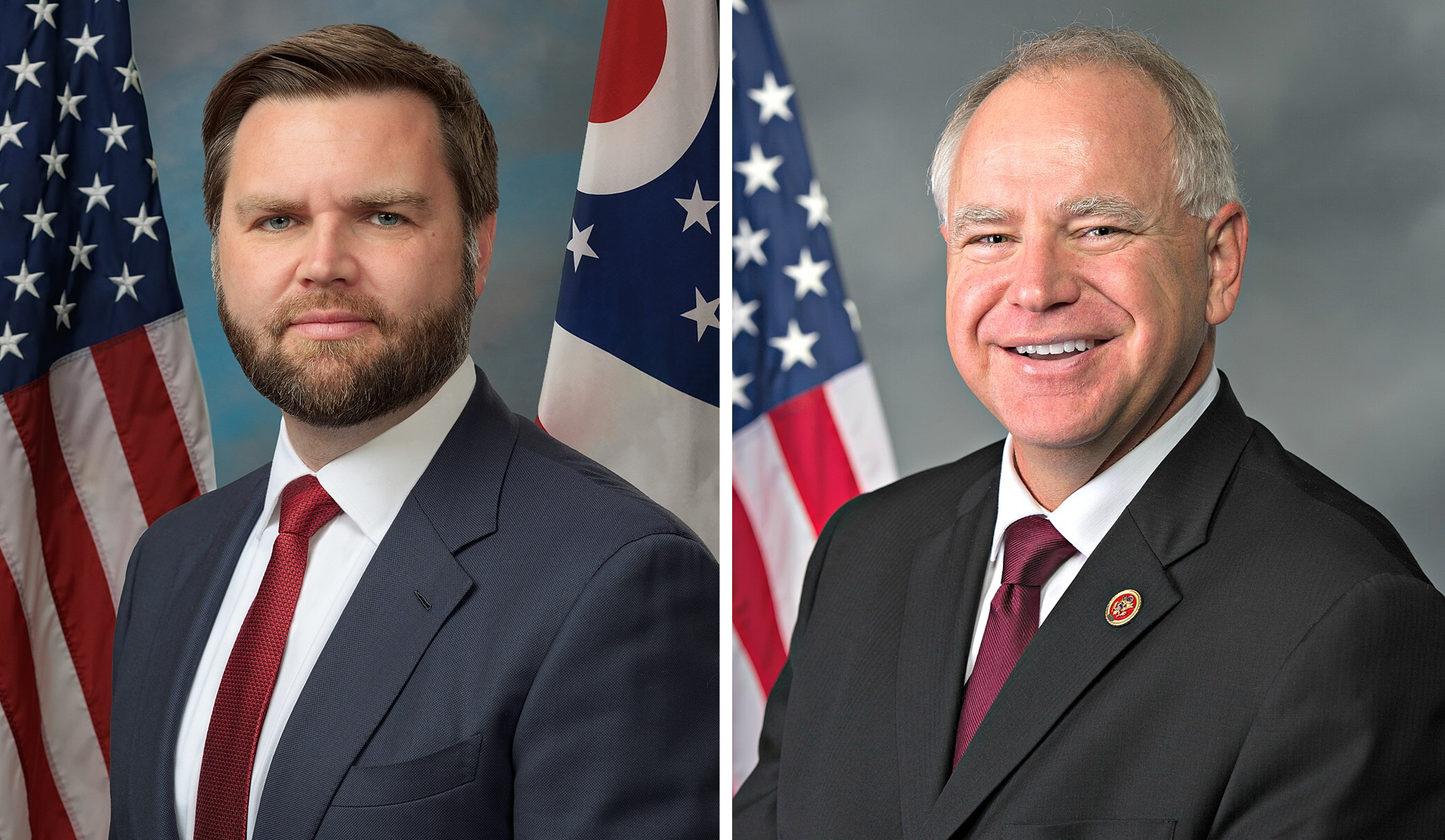 Vice-presidential hopefuls JD Vance and Tim Walz represent two versions of maleness. : US Congress Public Domain