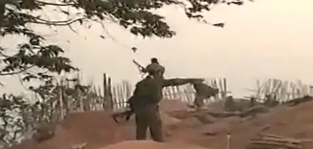 Karen Independent Army (KIA) soldiers during a battle in 2021. : Arakan civil war & Rakhine traditional songs TV CCBY3.0